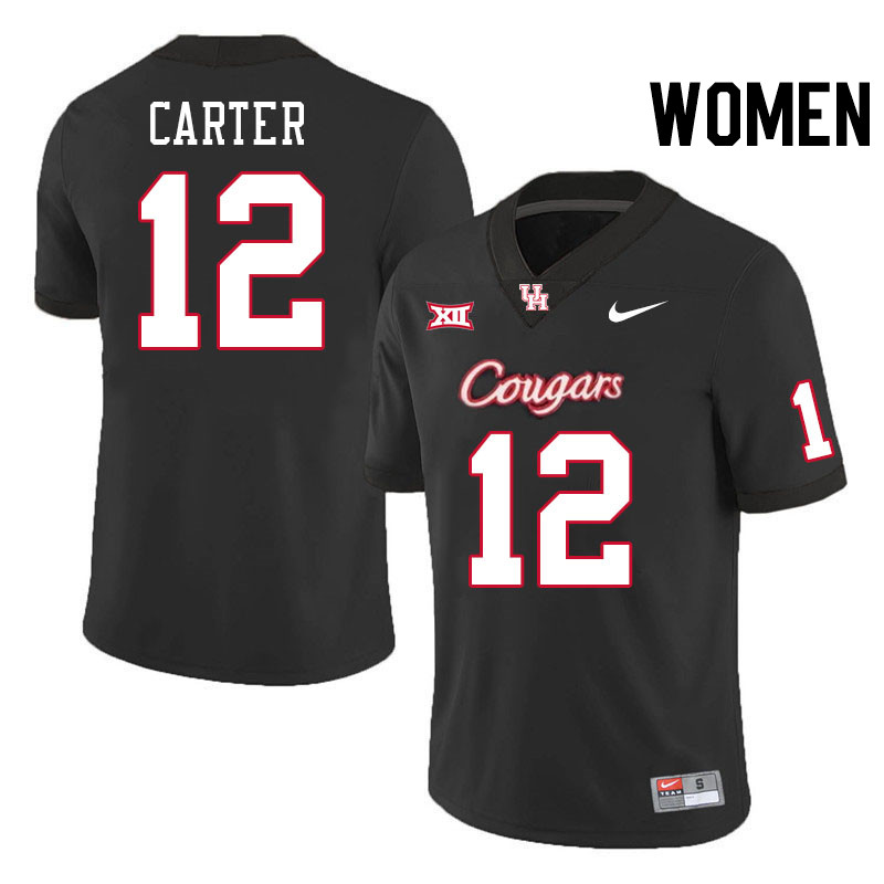 Women #12 Ajani Carter Houston Cougars College Football Jerseys Stitched-Black